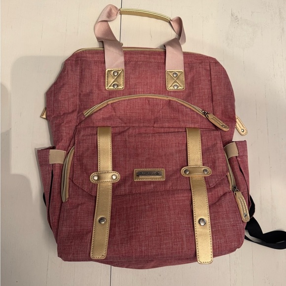 Handbags - Stylish Red and Gold Laptop Bag